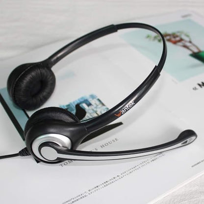 Cell Phone Headset with Microphone Noise Cancelling & Call Controls, 3.5mm Computer Headphones for Samsung PC Business Skype Softphone Call Center Office, Clear Chat, Ultra Comfort - color: Gray
