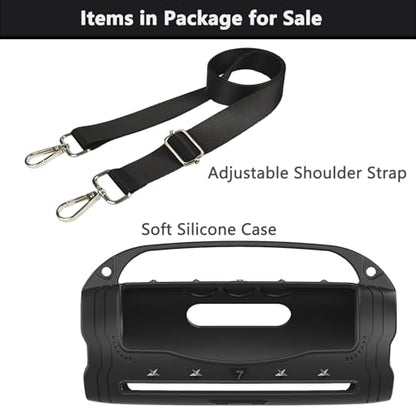 Silicone Cover Case for JBL Flip 7 Portable Bluetooth Speaker - color: Black