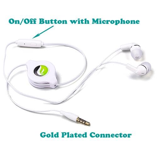 Retractable Earphones Headphones Hands-Free Compatible with Samsung Galaxy A15 5G/ A14 5G/ A13 5G, Headset 3.5mm w Mic Earbuds Earpieces Microphone