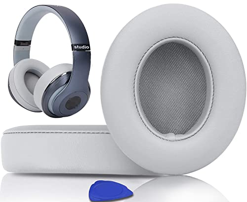 Replacement Ear Pads Cushions for Beats Studio 2 & Studio 3 Wired & Wireless Headphones, Earpads with Soft Protein Leather, Noise Isolation Memory Foam, Added Thickness - Light Grey - color: Light Grey