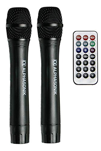 8" Portable Rechargeable Battery Powered 800W Pro DJ Amplified Loud Speaker with 2 Wireless Microphones Echo Bluetooth USB SD Card Aux MP3 FM Radio PA System LED Ring Karaoke Tripod Stand - style: 8" 800 Watts