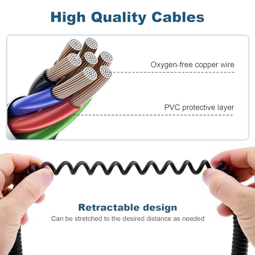 Saipomor Replacement Coiled Audio Cable Compatible with Sennheiser HD660S HD6XX HD650 HD58X HD600 HD580 HD565 HD545 HD535 Headphones – Dual 2-Pin to 3.5mm & 6.35mm Stereo Cable, 5-10FT Coiled Cord