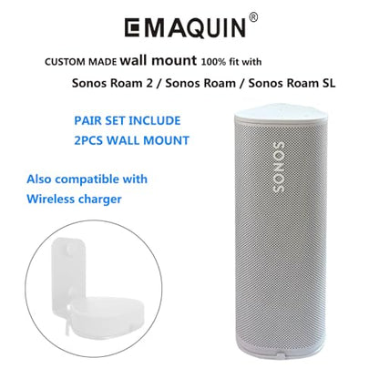 Wall Mounts Brackets for Sonos Roam 2/Sonos Roam/Sonos Roam SL(Include 2 PCS,Drill Free,Sturdy Metal,Enduring Paint Finish,Easy Install,White) - color: White, size: Wall mount-Pair set