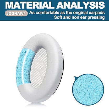 Headphones Replacement Ear Pads, Protein Leather earpad Cushions for Bose Quiet Comfort QC35 Headphones, Replacement Earpads, Softer Memory Foam - White - color: White