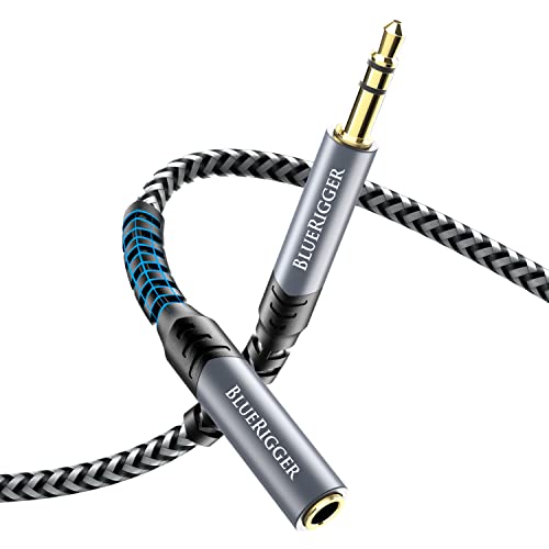 BlueRigger Headphone Extension Cable (6FT, 24K Gold Plated Jack, Hi-Fi Sound, 3.5mm Male to Female Stereo Audio Cable) – Aux Cord for iPod, Laptops, Smartphones, Speakers, Tablets, Home Car Stereo - size: 6FT