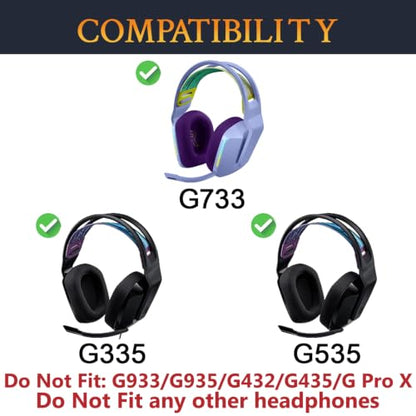 SOULWIT Cooling Gel Earpads Replacement for Logitech G733/G535/G335 Lightspeed Wireless Gaming Headset, Ear Pads Cushions with Comfort Noise Isolation Foam - Purple - color: Purple