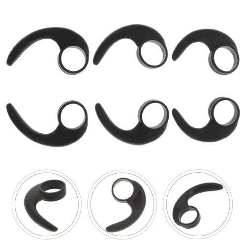 LALAFINA 6Pcs Silicone Earbud Clips Ear Hooks Comfortable Anti-Skid Protective Earphone Hooks for Sports Running Video Calls Fits Earbud Black Large Medium Small