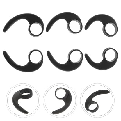 LALAFINA 6Pcs Silicone Earbud Clips Ear Hooks Comfortable Anti-Skid Protective Earphone Hooks for Sports Running Video Calls Fits Earbud Black Large Medium Small