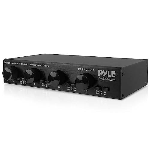 Pyle 4 Channel High Power Stereo Speaker Selector with Volume Control - Rugged and Durable Housing Construction, Cabinet Heat Sink, Plug and Play Easy Install - PLSHVC412 - style: 4CH Switch and Vol Selector