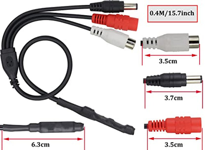 Surveillance Pickup Device Mic to RCA Surveillance Cable | Mic Audio Outdoor CCTV RCA Surveillance Microphone DVR High Preamp Amplified Pickup Device Mic External Camera Sound [3plug] - color: 3plug-Mic