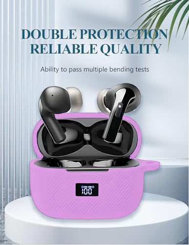 Case Cover for tozo T20 Wireless Earbuds Bluetooth Headphones,Full Protective Silicone Case with Keychain Cover,Shockproof and Wireless Earbuds Bluetooth Headphones Case for Women Men-Pink - color: PINK