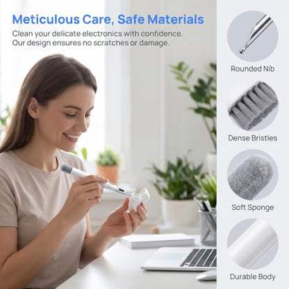 Dual-Brush Earbud Cleaning Pen Dust Removal Tool,Precision & DurabilityMulti Functional Seven in One Cleaning Brush, Suitable for Keyboard Cleaning, Headphone, Computer White