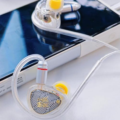 TANGZU Wan'er S.G II in Ear Monitor, Gaming IEM Earphones, HiFi Wired Earphones with 10mm Single Dynamic Driver PET Diaphragm, 0.78mm 2-Pin Tangle-Free Detachable Cable (White, 3.5mm with Mic) - color: White, size: 3.5mm Jack with Mic