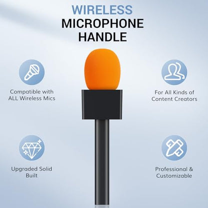 TONOR Handheld Adaptor for Interview Mic, Wireless Mic, Lavalier | Compatible with Rode, DJI and All Lav Mic, Microfono Stand with Flag Station, Foam, Rig for Vlogging, Reports, TP20 - style: 1 Pack
