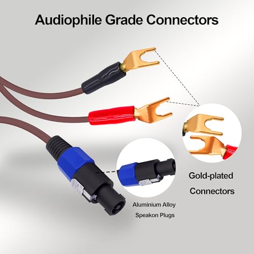Y Spade Plug to Speakon Speaker Cable Wire Cord, Male Speakon to 2Y Spade Plug Connector Adapter Audiophile OFC HiFi Speaker Audio Cord for Amplifier Subwoofer Audio System -6.6FT/2M