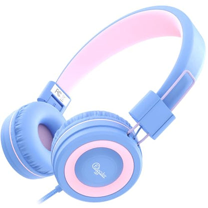 ELECDER i37 Kids Headphones for School Child Girls Boys Teens, Purple/Pink | Foldable Adjustable Lightweight, 3.5mm Audio Jack On Ear Headphones for Smartphones Chromebook Computer PC Tablets Travel - color: Light Purple/Pink