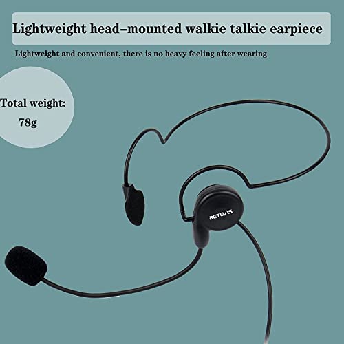 Retevis Behind Head Walkie Talkie Headset, for RT22/RT68/RT21/H777/RT68H | with Boom Mic, Compatible with Pxton, Baofeng, Kenwood Walkie Talkie, Two Way Radio Headset with Finger PTT(1 Pack)