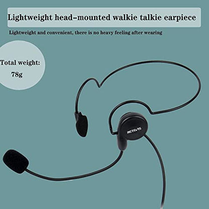 Retevis Behind Head Walkie Talkie Headset, for RT22/RT68/RT21/H777/RT68H | with Boom Mic, Compatible with Pxton, Baofeng, Kenwood Walkie Talkie, Two Way Radio Headset with Finger PTT(1 Pack)