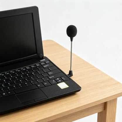 2pcs Mini Laptop Microphone 3.5mm with 360° Bendable Metal Gooseneck, Compact Noise Cancellation Mic for Online Meetings and Voice Recording on PC and Desktop Computer