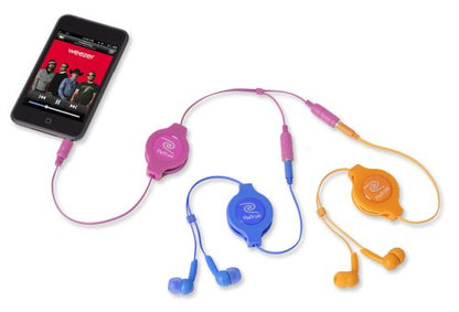 ReTrak Retractable Headphones Splitter, Pink (ETCABLESPLPK ) - color: Pink