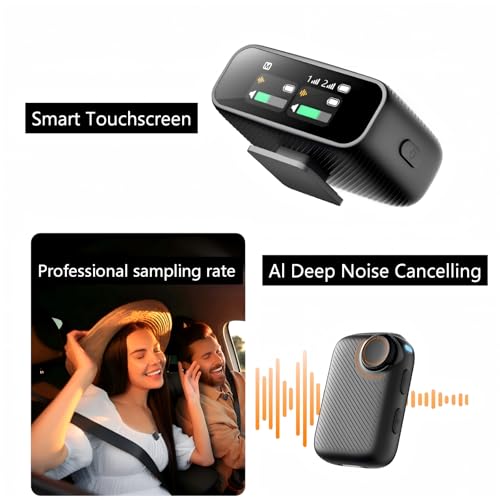 Wireless Lavalier Microphone (2 TX + 1 RX + Charging Case), Intelligent Noise Reduction, 24-bit/48kHz Sampling Rate, 820 ft.(250m) Range, Mini Bluetooth Mic for iPhone/Android/Ipad/PC/Camera