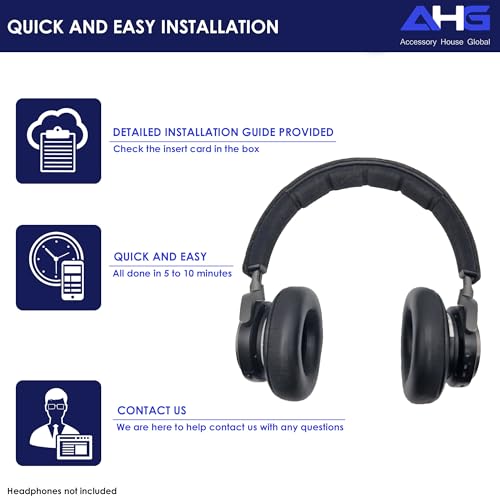 AHG Accessory House Global Ear Pads Cushions Compatible with Bang & Olufsen Beoplay H9 3rd Gen (Not Compatible with H9 / H9i) and Beoplay HX Headphones (Black). Premium Sheepskin Leather (Black) - color: Black
