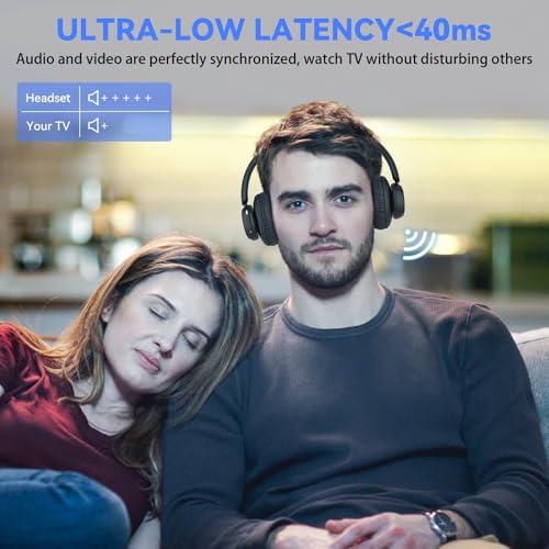 ANSTEN Wireless Headphones for TV Watching,TV Headphones Wireless | Universally Compatible Transmitter Charging Base Over Ear Headset No Delay 35 Hrs Audio Playtime Plug n Play for Seniors