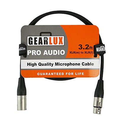 Gearlux XLR Microphone Cable, Fully Balanced, Male to Female, 3.2 Feet - Single Pack - size: 3.2 Ft, style: 1 Pack