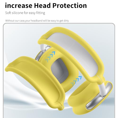 Maxjoy for AirPods Max Case, Soft Silicone Ear Cups & Headband Cover, Anti-Scratch Protective Accessories, Light Yellow - color: Light Yellow