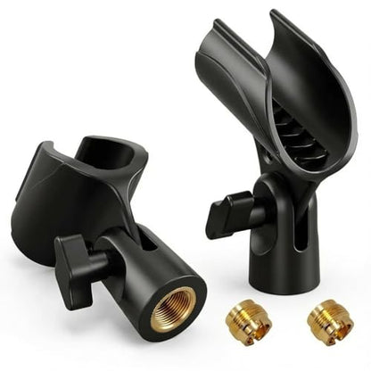 Upgraded Adjustable Microphone Clip, Universal Mic Clip Holder for Mic Stand, Compatible with Dynamic Microphone, Come with 5/8" to 3/8" Screw Adapter