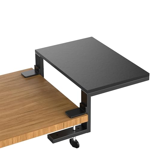 ARES WING Clamp-On Desk Extender Monitor Shelf, 15x9.8 up to 44lbs | Desktop Riser for Office/Gaming，Space Booster，Freestanding or Clamp Mount，No Drill Desktop Organizer，Black - size: 15“, style: no hook