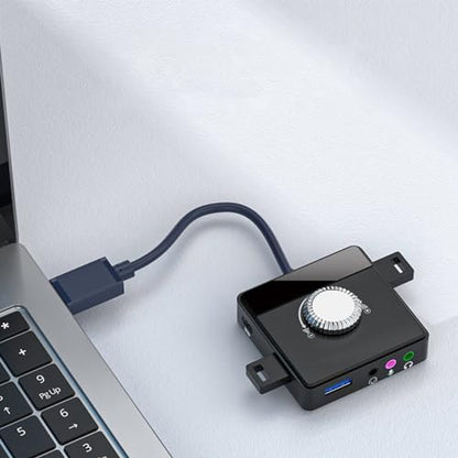 USB Sound Card, Plug and Play External USB Sound Adapter Audio Adapter with 3.5mm USB Interface Volume Control for PC Laptop