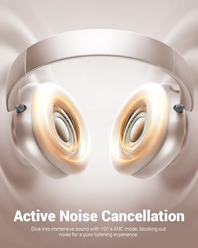 Wentronic Y01 Wireless Noise Canceling Headphones Bluetooth 5.3 Over Ear Headphones with Microphone, Hi-Res Audio, 48H Playtime, Foldable Comfortable Earpads,Compatible with iOS,Android,PC, Starlight - color: Starlight