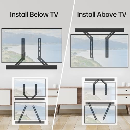 USX MOUNT Soundbar Mount, Sound Bar Mount for Mounting Above or Under TV, Fits Most of Sound Bars Up to 16 Lbs, with Detachable Extension Plates - size: Soundbar Mount up to 16 lbs
