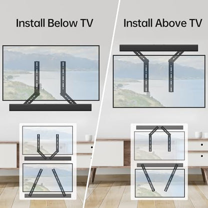 USX MOUNT Soundbar Mount, Sound Bar Mount for Mounting Above or Under TV, Fits Most of Sound Bars Up to 16 Lbs, with Detachable Extension Plates - size: Soundbar Mount up to 16 lbs