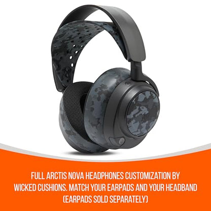 WC HeadbandZ Arctis Nova V2 - Upgraded Wide Silicone Headband Compatible with Arctis Nova Headsets by Wicked Cushions | Wider Weight-Distributing Design, Softer Flexible Silicone | Black Camo - color: Black Camo