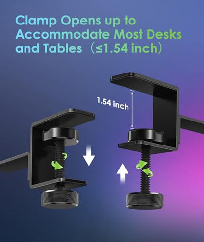 6amLifestyle Headphone Headset Holder Hanger, Universal Metal Gaming Headphones Stand Mount Under Desk Hook Clip with Adjustable Clamp for All Headsets, Black