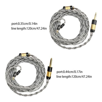 8Core Upgrades Earphone Cable 0.78mm 2 Pin Silver Plateds Coppers for Enhanceds Sound and Durability
