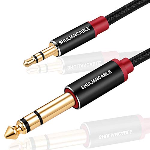 SHULIANCABLE 3.5mm to 6.35mm Stereo Audio Cable, 6.35 1/4" Male to 3.5 1/8" Male TRS Stereo Audio Cable for Guitar,iPod, Laptop, Home Theater Devices,Smartphones,and Amplifiers (3.3Ft/1M) | 6.35 1/4" to 3.5 1/8" Male TRS Stereo Audio Cable for Guitar,iPod