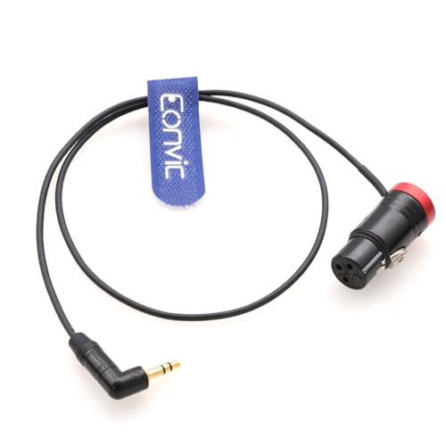 Audio Cable Low-Profile XLR 3 Pin Female Right Angle for BOYA Microphone to 3.5mm Mini Jack for Red Komodo DSMC2 Epic/Scalet Camera (Red) - color: Red