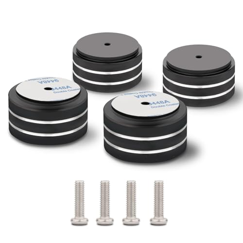 4Pcs Audio Isolation Feet Load 400KG Anti Vibration Pads 40 * 20mm(Black) | Aluminum Hifi Isolation Footer with Threaded Screw&Adhesive fit Speaker/amplifier/turntable/subwoofer/Record Player/Equipment - color: Black