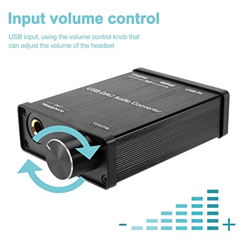 USB to Coaxial S/PDIF Optical 3.5mm/6.3mm Headphone Converter USB DAC Digital to Analog Audio Converter for XP, black