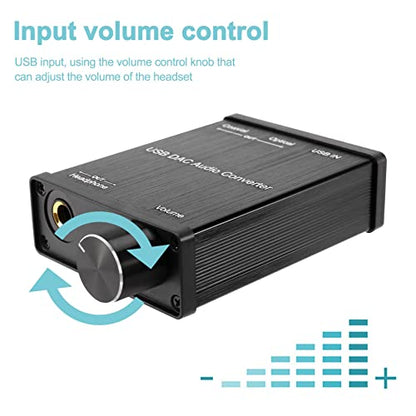 USB to Coaxial S/PDIF Optical 3.5mm/6.3mm Headphone Converter USB DAC Digital to Analog Audio Converter for XP, black