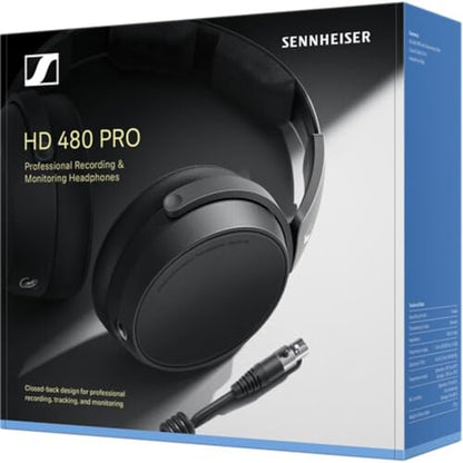 Sennheiser HD 480 PRO Professional Recording & Monitoring Headphones | Bundle with Headphone Stand + Microfiber Cleaning Cloth (3 Items)