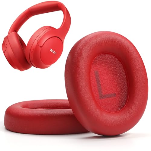TOZO HT2 Replacement Earpads Cushion, Softer Protein Leather Ear Cover Waterproof for Comfortable Fit with Dustproof Mesh, Sound-Isolation Foam Dark Red - color: Dark Red