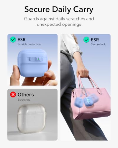 ESR for AirPods 4 Case, Compatible with MagSafe, Pulse Series, Light Blue | Compatible with AirPods 4 Generation Case (2024)(USB-C), Magnetic Lid Lock, Drop-Proof Protection Cover with Lanyard - color: Light Blue, size: AirPods 4 Case
