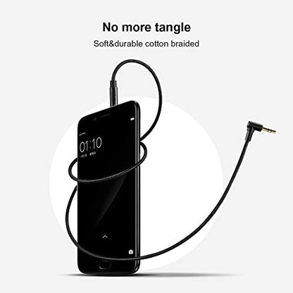 CableCreation 3.5mm Audio Cable 1.5FT/0.45M, Right Angle Auxiliary Cable - color: Black, size: 1.5 Feet