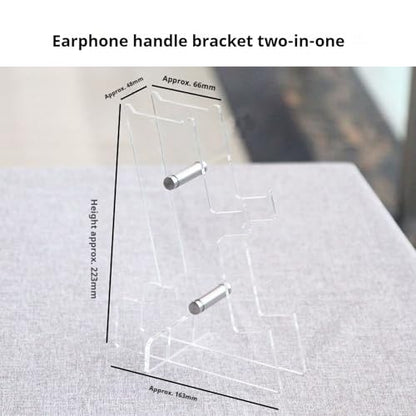 Headphone Stand and Controller Stand-2-in-1 Headset Holder & Dual Gamepad Organizer for Desk, Universal Gaming Desk Accessories for PS5, Xbox Series X/S, Switch - Clear Acrylic