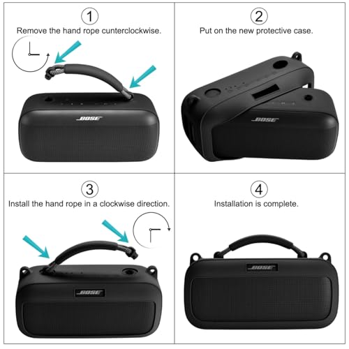 Protective Case for Bose SoundLink Max Speaker, Silicone Case Cover with Shoulder Strap for Bose SoundLink Max - color: Black