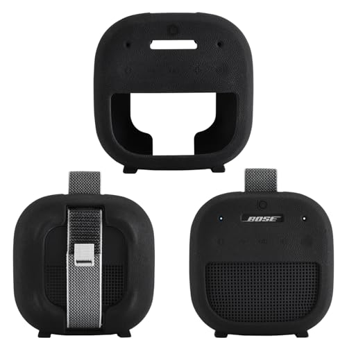 Silicone Case Sleeve for Bose SoundLink Micro 2nd Gen,Protective Case for Bose SoundLink Micro 2,with Carabiner (Black) - color: black